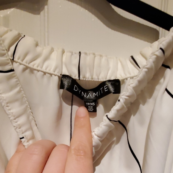 White with black strip satin Dress - Picture 3 of 4